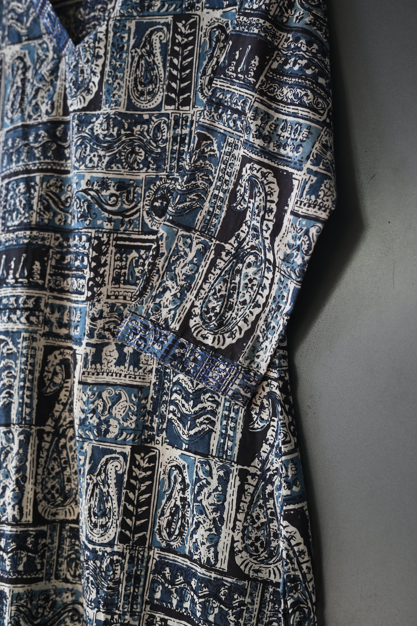 Kalamkari V Neck Kurti With Kantha Work