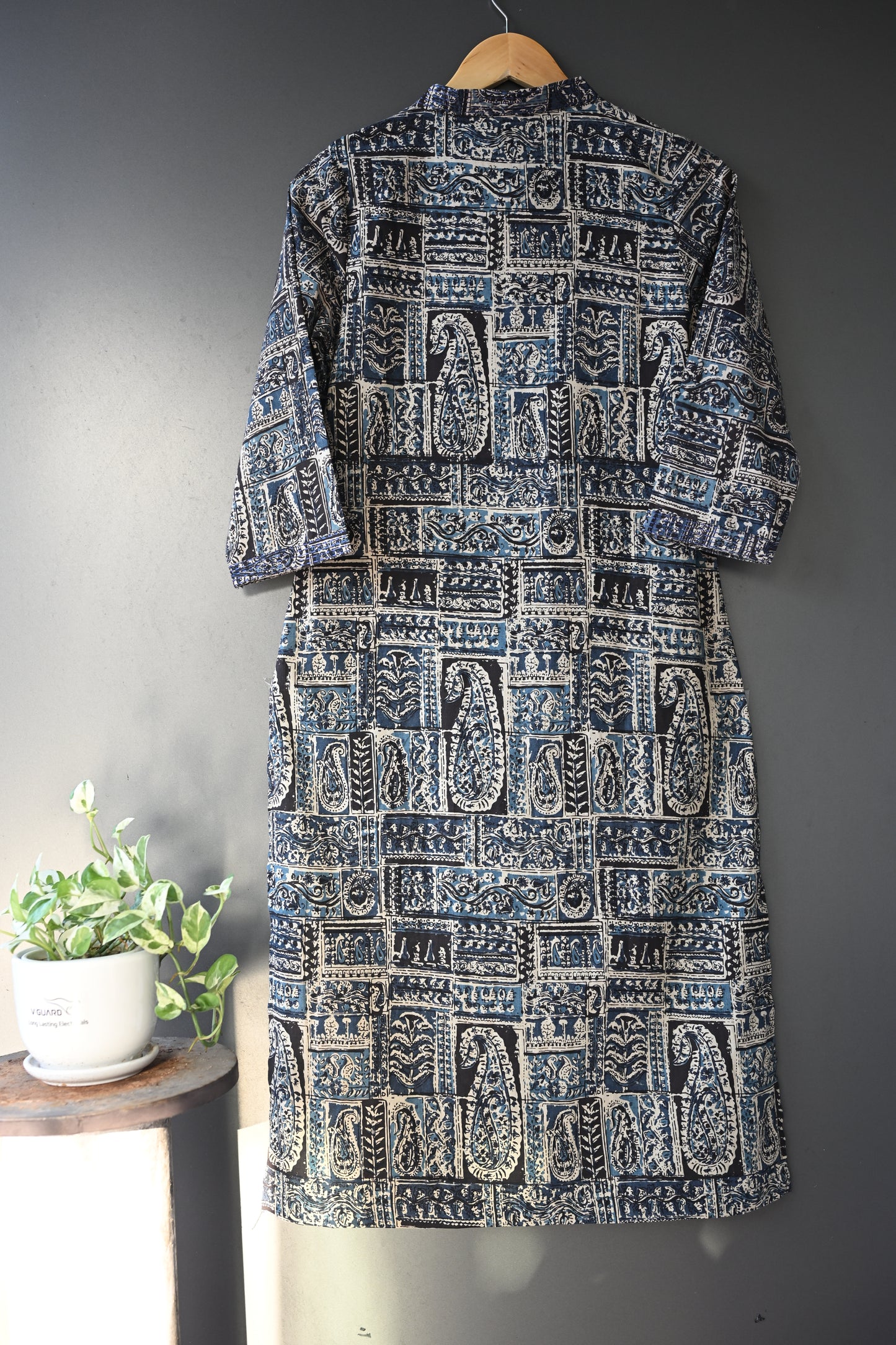 Kalamkari V Neck Kurti With Kantha Work