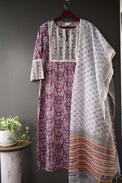 White Printed Kota Doria Dupatta