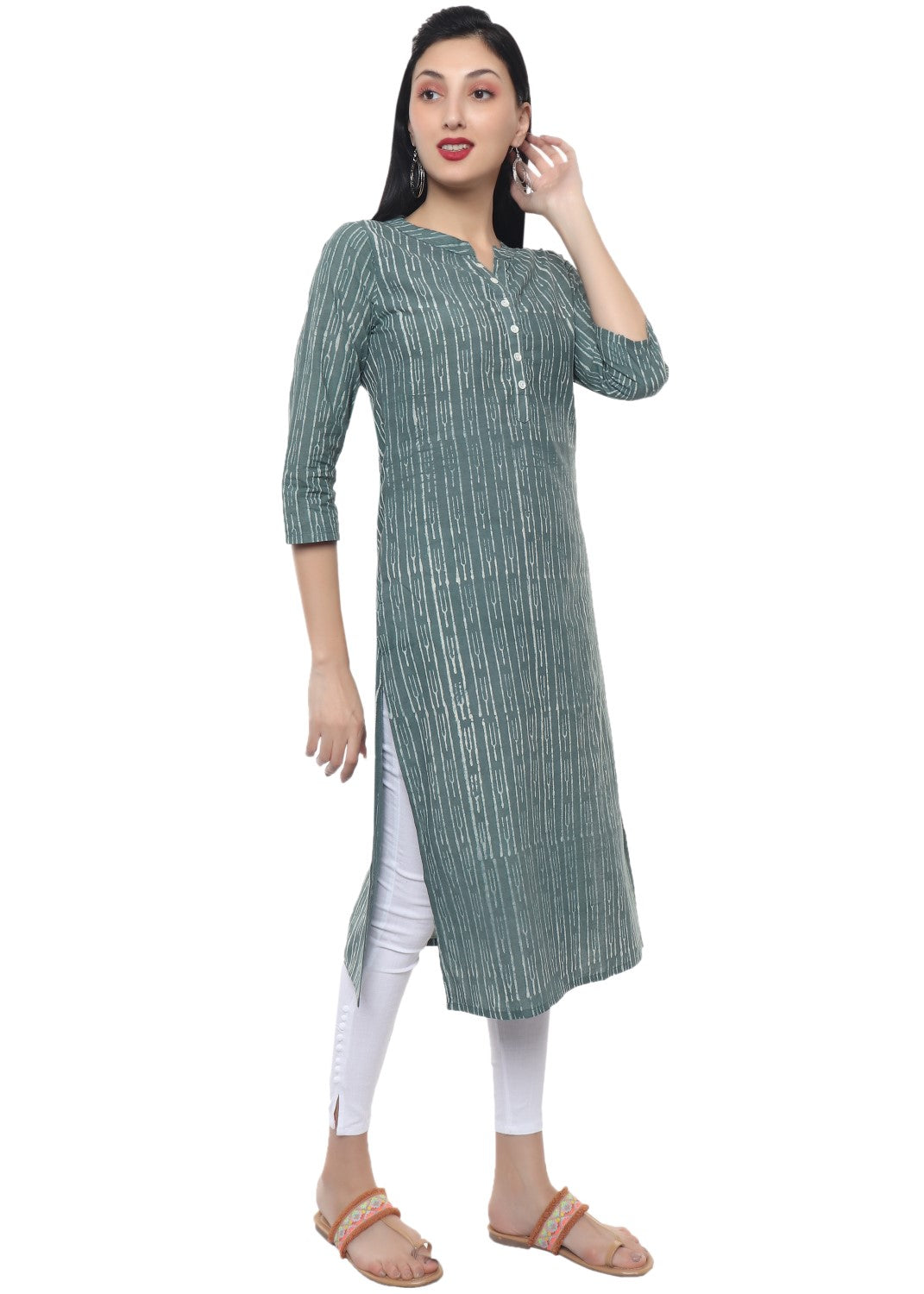 Green Dabu Tunning Print  Hand Block Printed Kurti