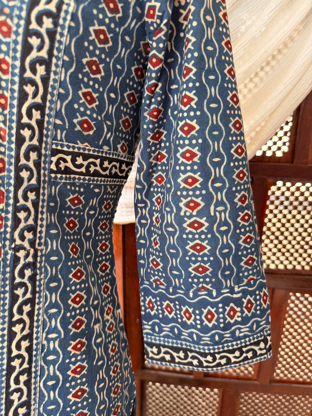 Blue Ajrakh Hand Block Printed Cotton Kurti