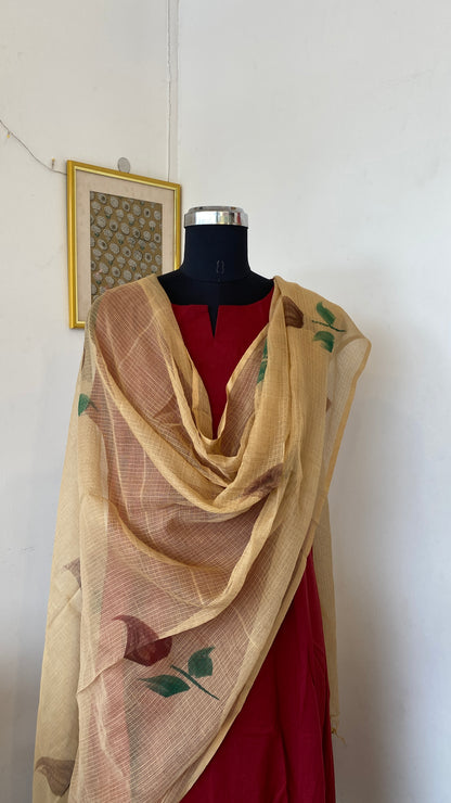 BEIGE BRUSH PAINTED PRINTED KOTA DORIA DUPATTA