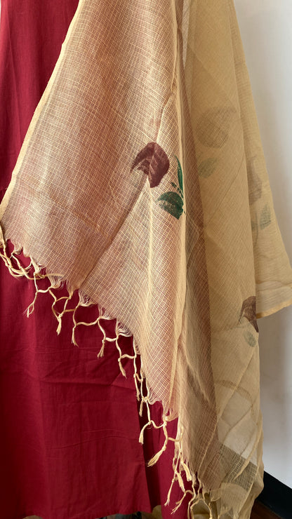 BEIGE BRUSH PAINTED PRINTED KOTA DORIA DUPATTA