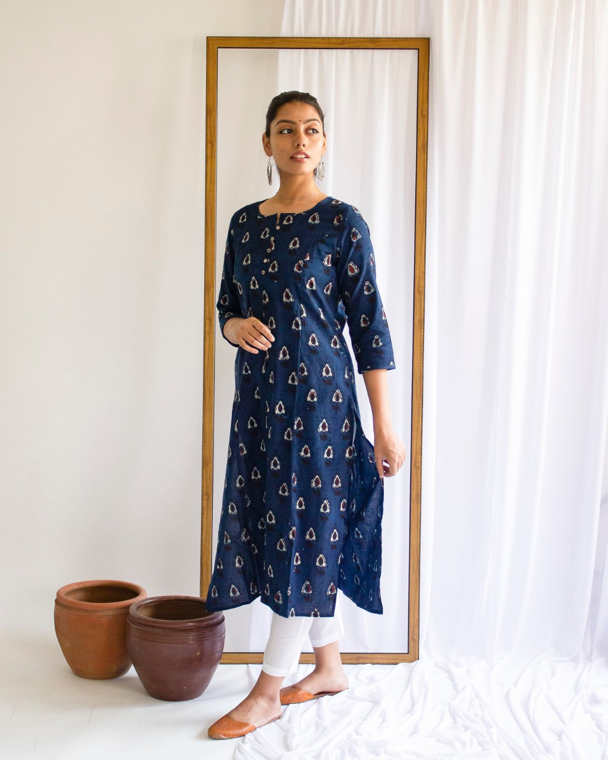 Blue Hand Block Jahotha Printed Kurti