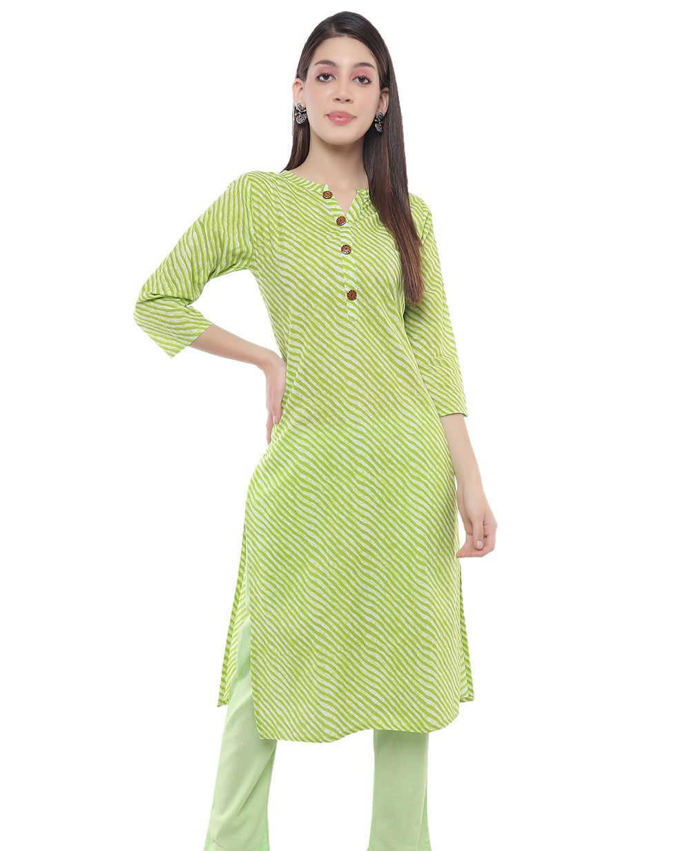 COTTON LEHERIYA PRINTED KURTI