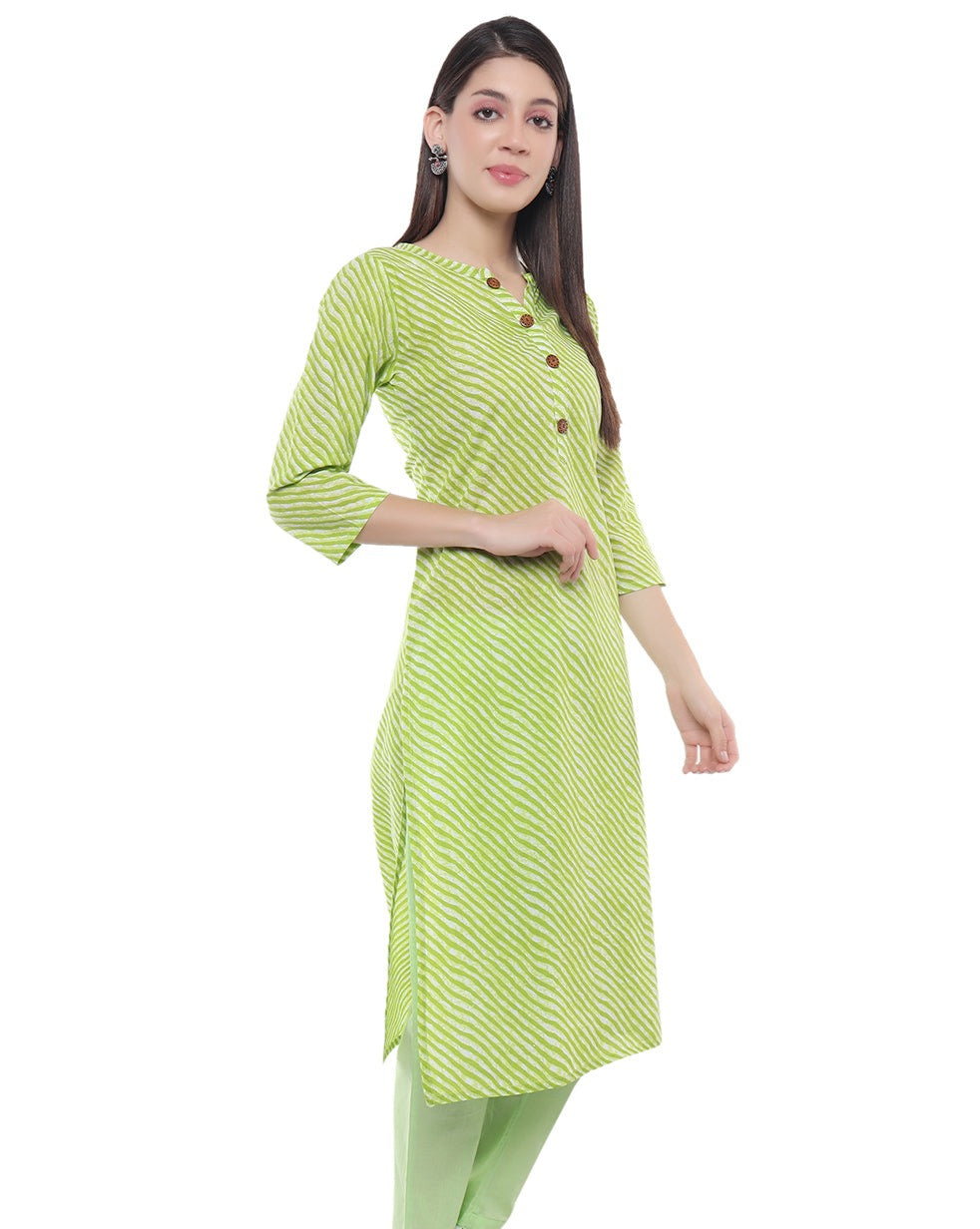 COTTON LEHERIYA PRINTED KURTI