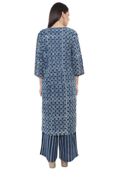 Hand Block Printed Indigo Kurti