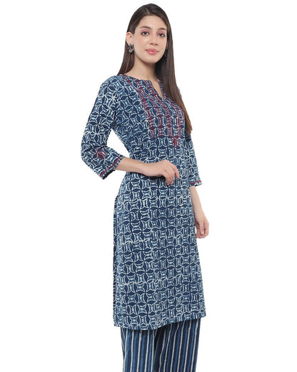 Hand Block Printed Indigo Kurti