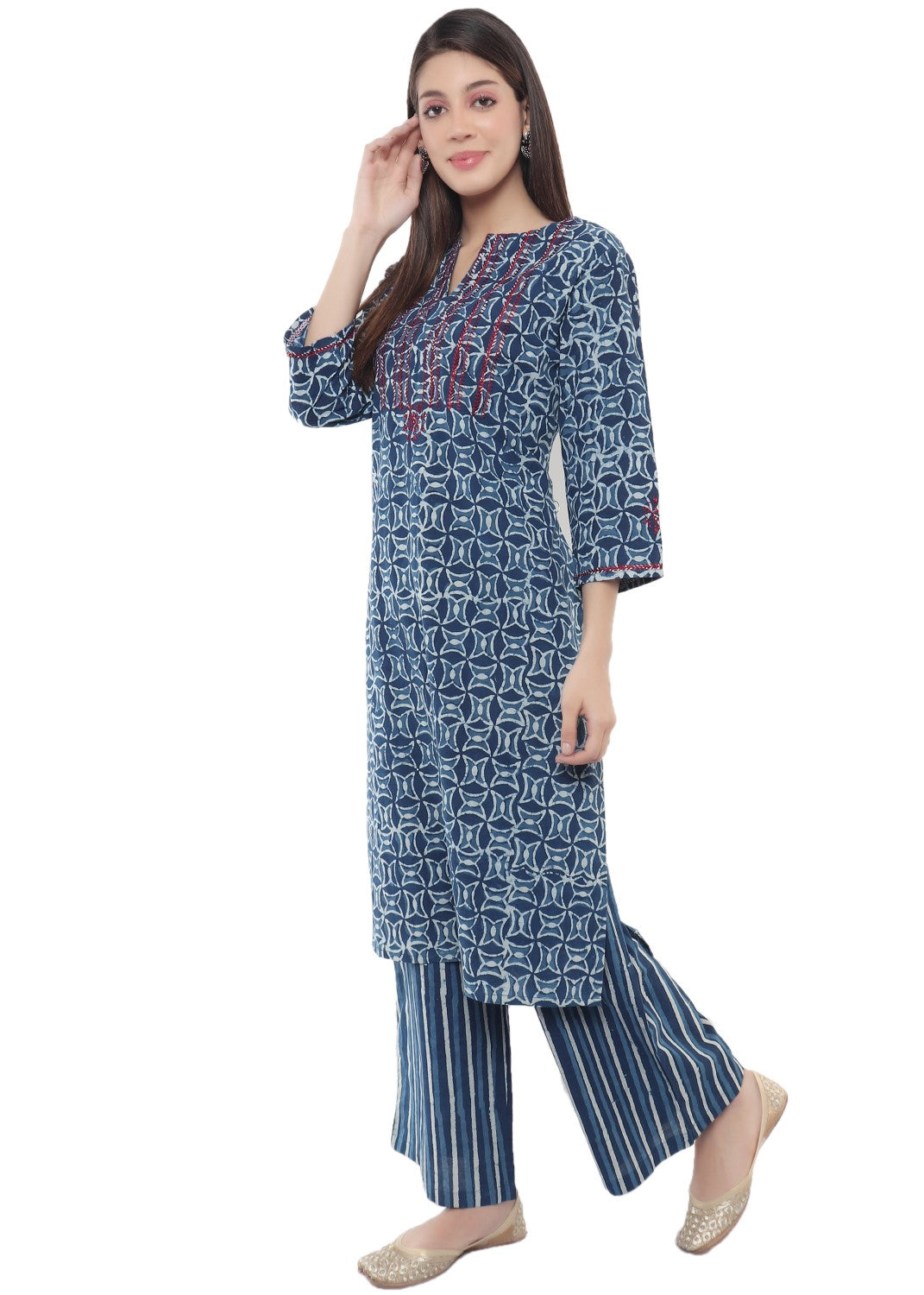 Hand Block Printed Indigo Kurti