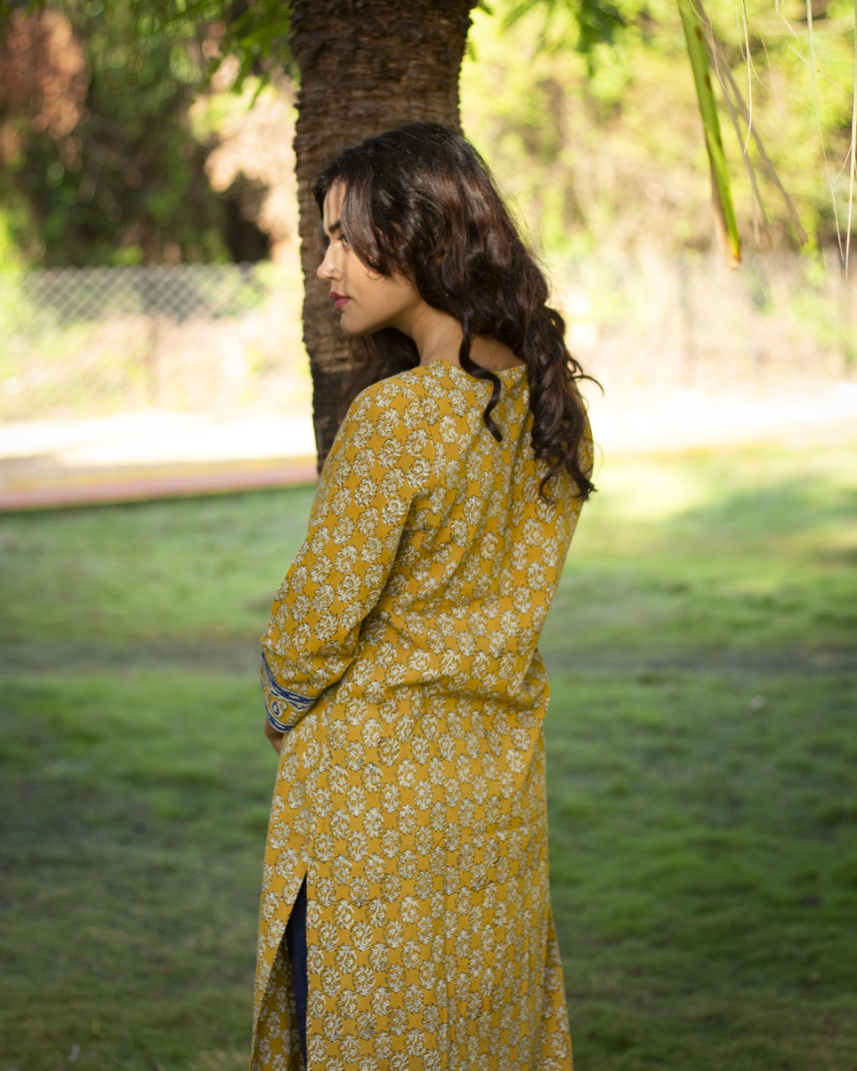 Mustard Yellow Hand Block Printed Kurti