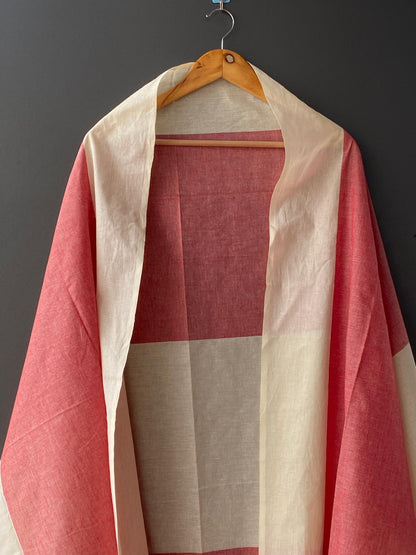 RED AND CREAM SOUTH COTTON DUPATTA