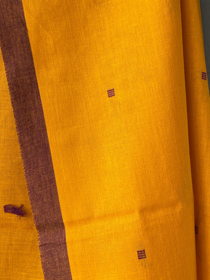 YELLOW WITH BROWN BUTTA SOUTH COTTON DUPATTA