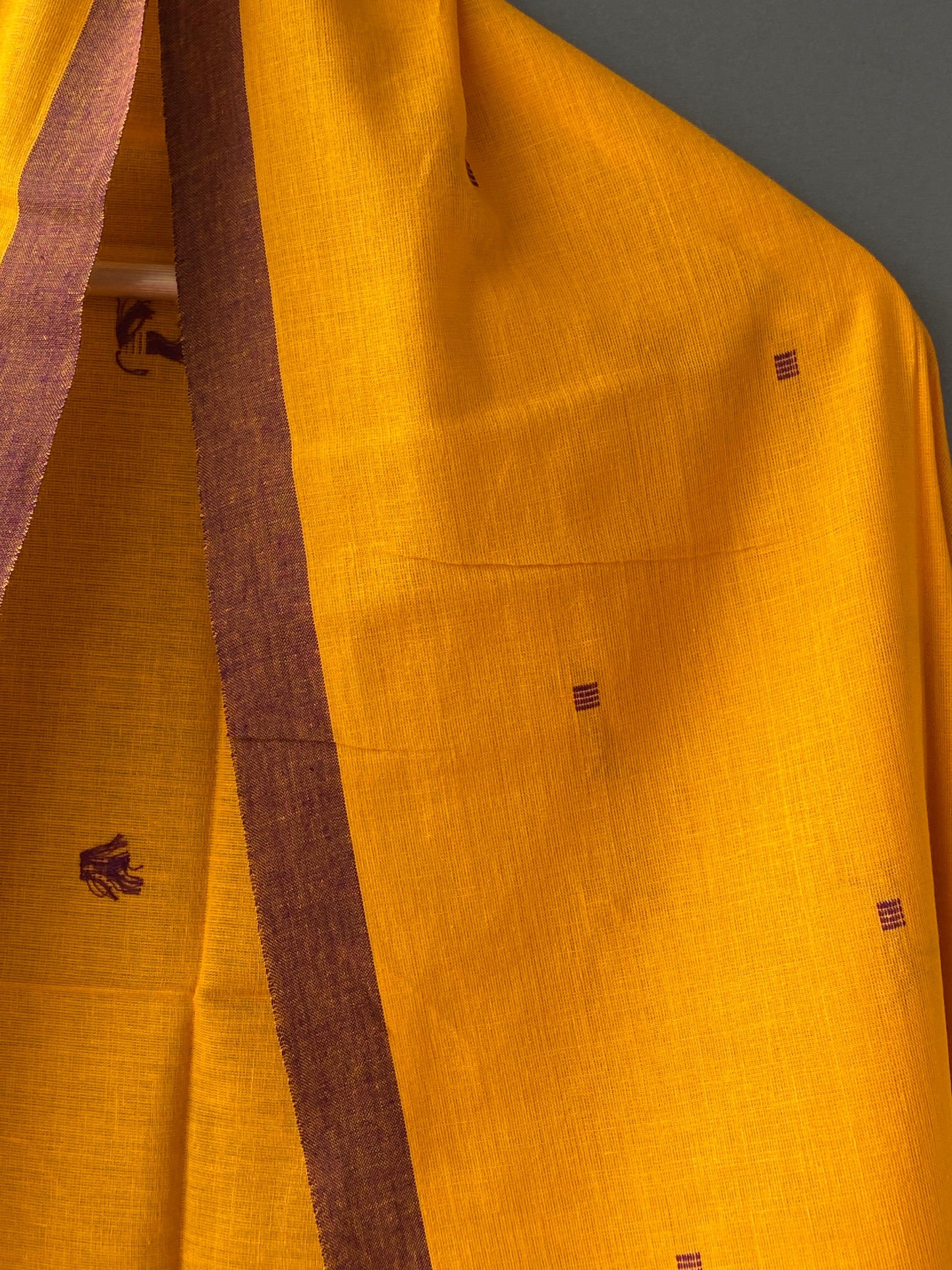 YELLOW WITH BROWN BUTTA SOUTH COTTON DUPATTA