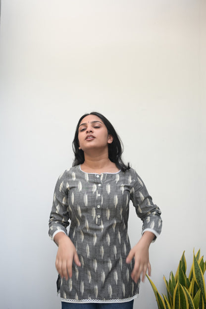 Grey Ikkat Short Top
