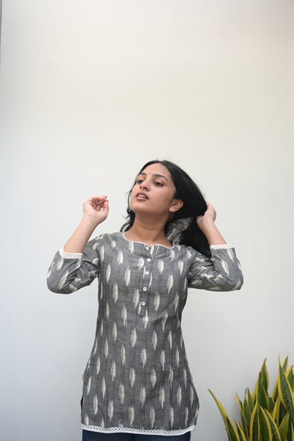 Grey Ikkat Short Top