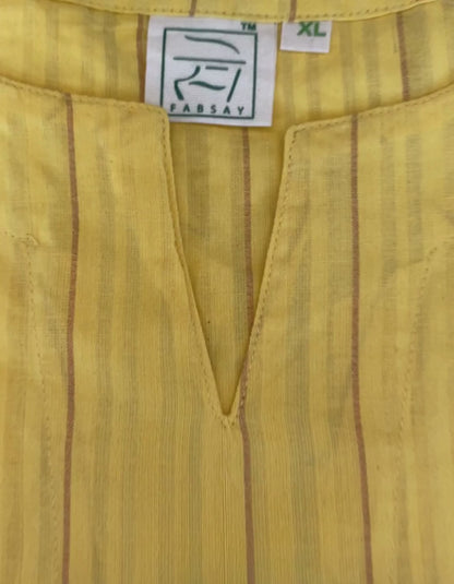 Light Yellow South Cotton Slit Neck Kurti